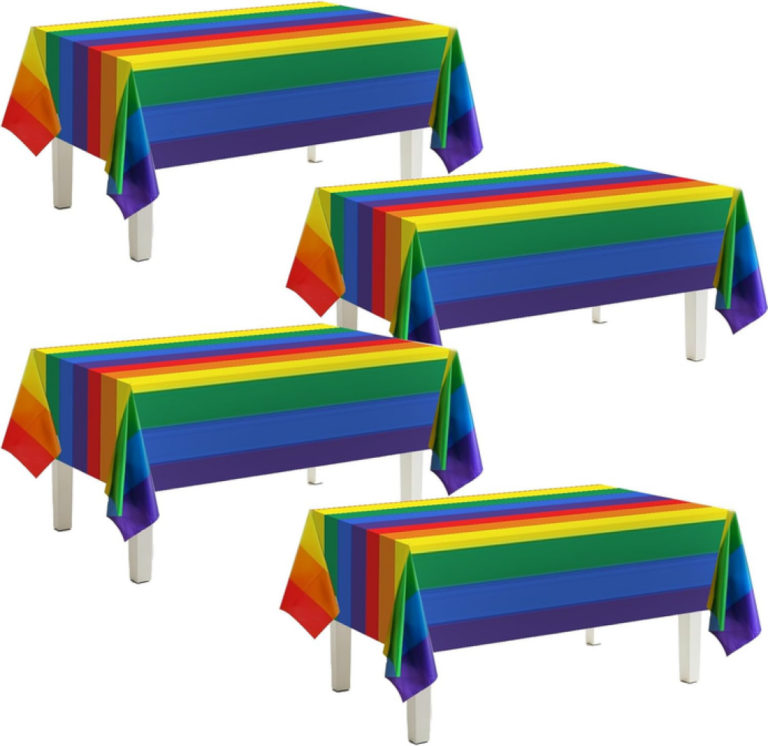 4 Pack Rainbow Disposable Plastic Tablecloth For Pride Party