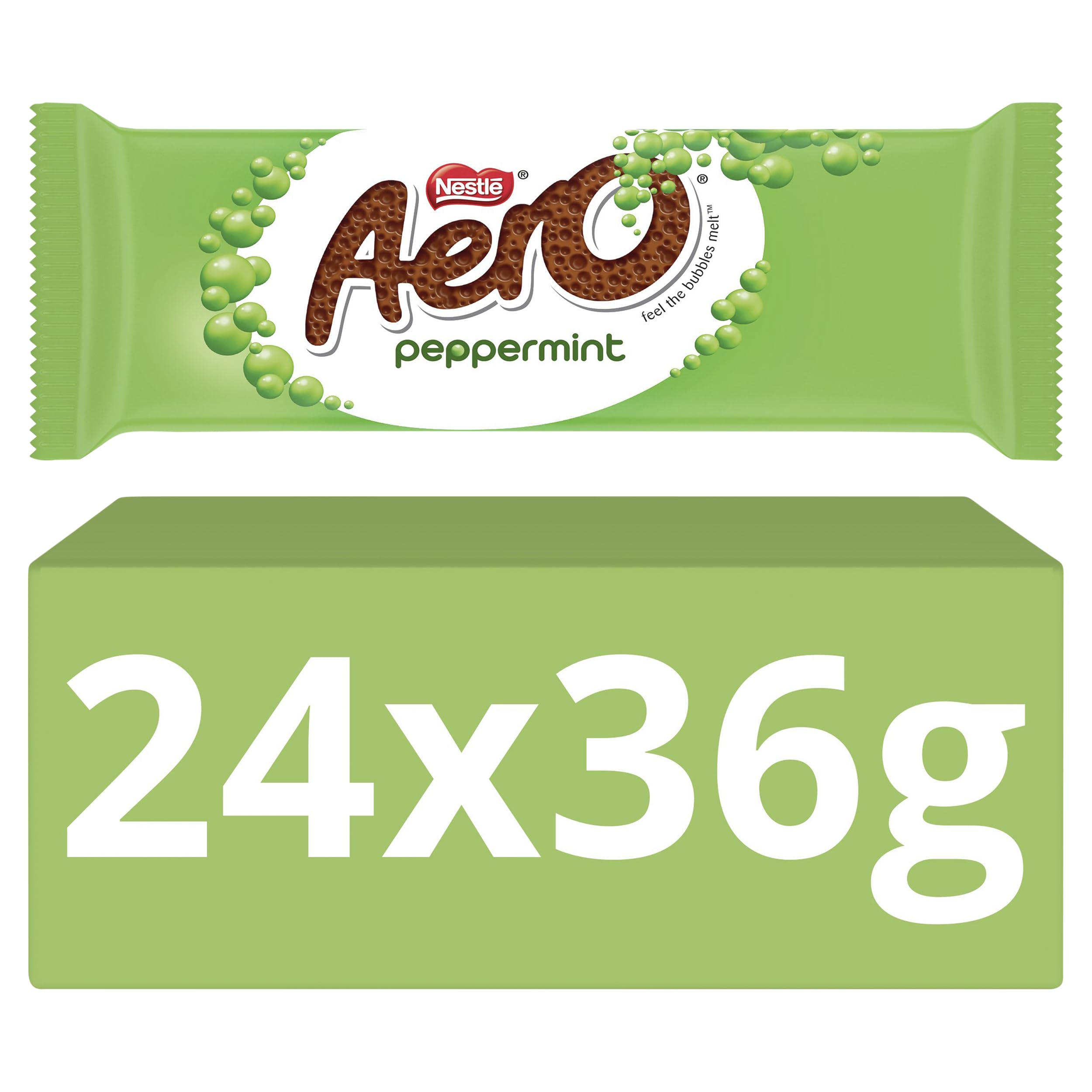 Aero Bubbly Peppermint Chocolate Bar Light And Bubbly Aerated Centre 36g Multipa
