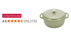 Amazon Basics Cast Iron Casserole Dish With Lid Enamelled Round Heavy Duty 6 9 L