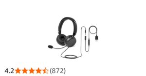 Amazon Basics Over Ear Computer Headphone With Cable Adjustable Microphone 3 5mm