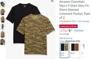 Amazon Essentials Men S T Shirt Slim Fit Short Sleeved Crewneck Pocket Pack Of 2