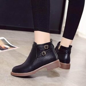 Ankle Boots For Women UK Side Zipper Leather Chelsea Boots