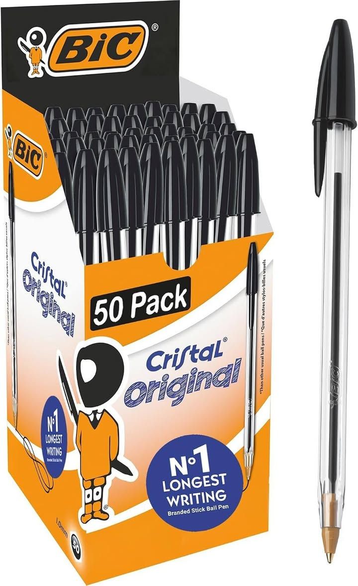 Bic Cristal Original Smudge Free Ballpoint Pens Pack Of 50