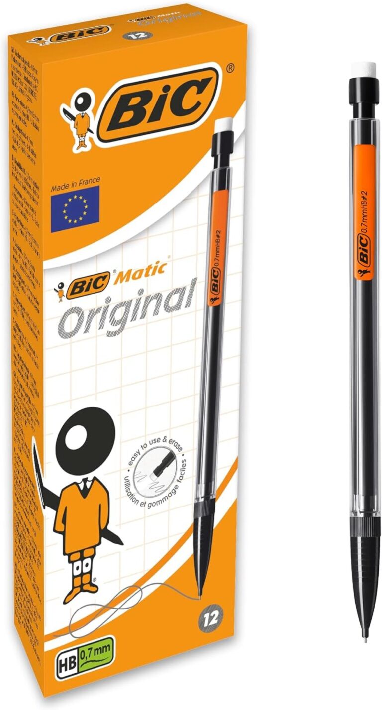 Bic Matic Original Mechanical Pencils Hb Leads With Eraser Pack Of 12