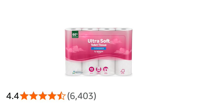 By Amazon Ultra Soft Toilet Tissue 4 Ply 12 Rolls