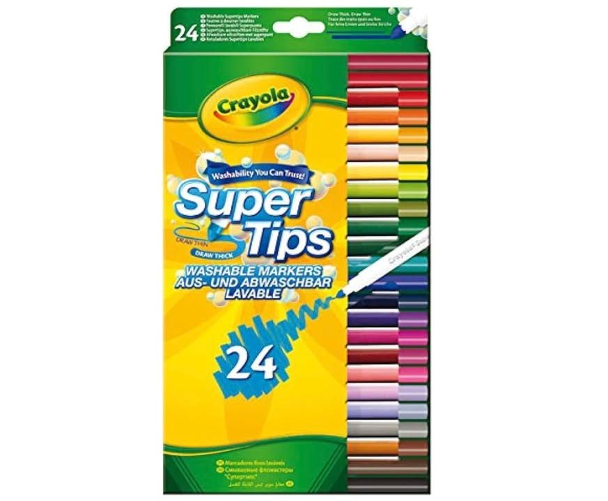 Crayola Supertips Felt Tip Washable Markers Assorted Colours Pack Of 24