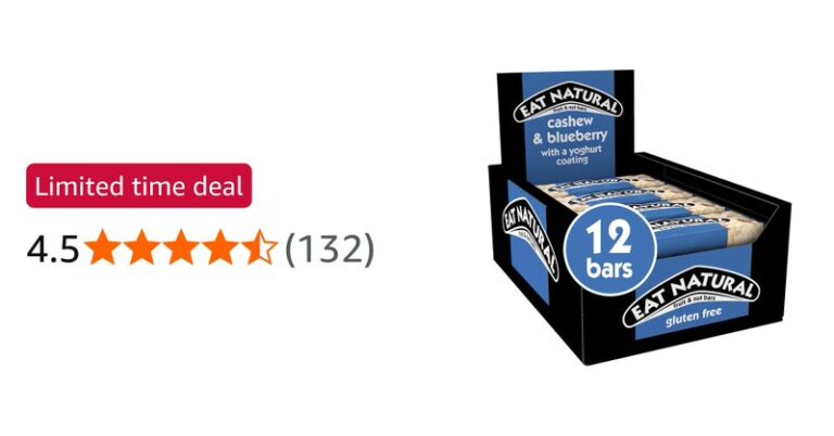 Eat Natural Cashew And Blueberry Bars With Yoghurt Coating 12 X 40g