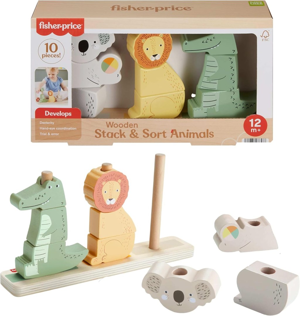 Fisher Price Wood Stack And Sort Animals Toy