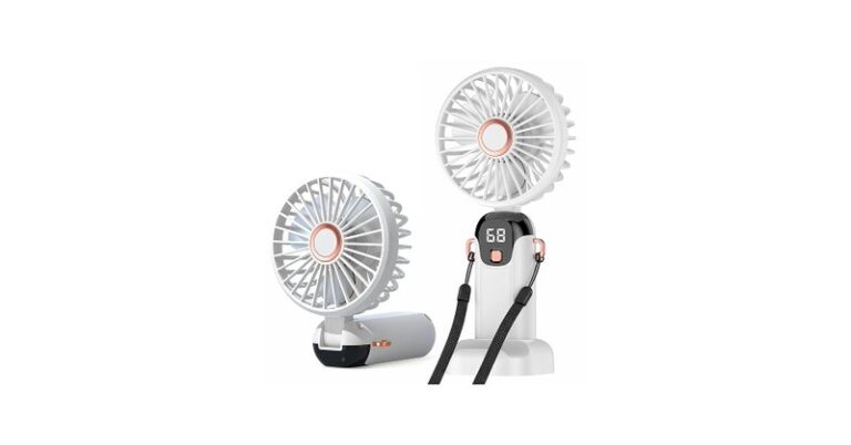 Folding Handheld Fan 90 Foldable Fan With Lanyard And Phone Stand Base 5 Speeds