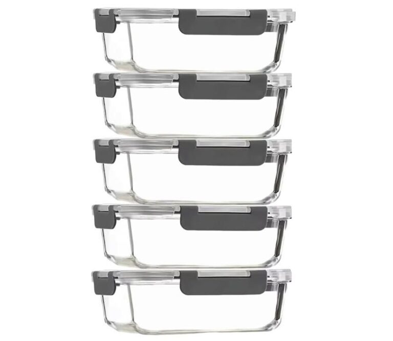 Glass Food Storage Container With Lid 5pcs 1040ml Reusable Airtight Glass