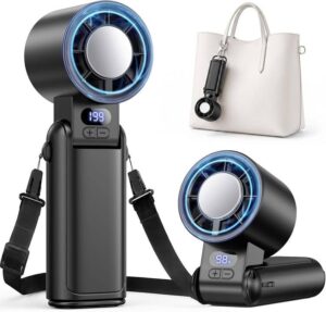 Handheld Fan Rechargeable With Led Display And Clip 1 199 Speed