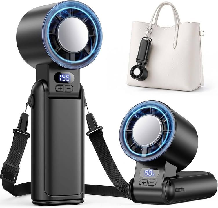 Handheld Fan Rechargeable With Led Display And Clip 1 199 Speed
