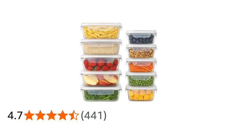 Harbour Housewares Glass Containers With Airtight Lids 10 Pack