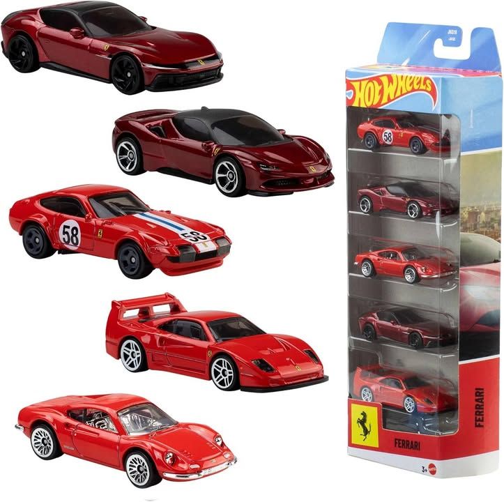 Hot Wheels 5 Pack Of Ferrari 1 64 Scale Cars