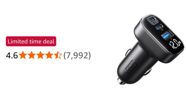 Iniu Car Charger 90w Dual USB C 45w Pd Fast Charging Charger Adapter