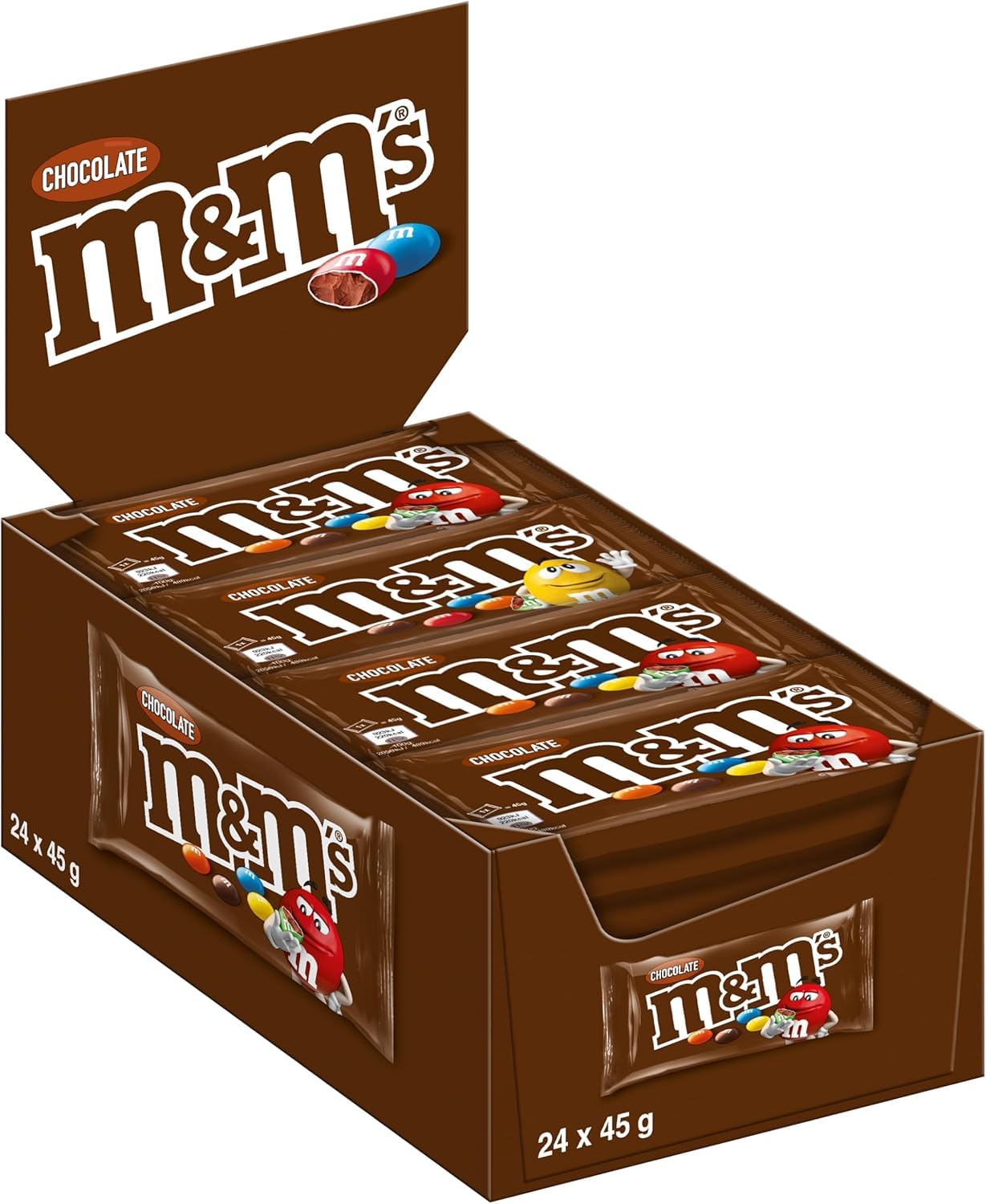 M And M S Milk Chocolate Bitesize Sweets Snack Bags Bulk Multipack Box 24x45g