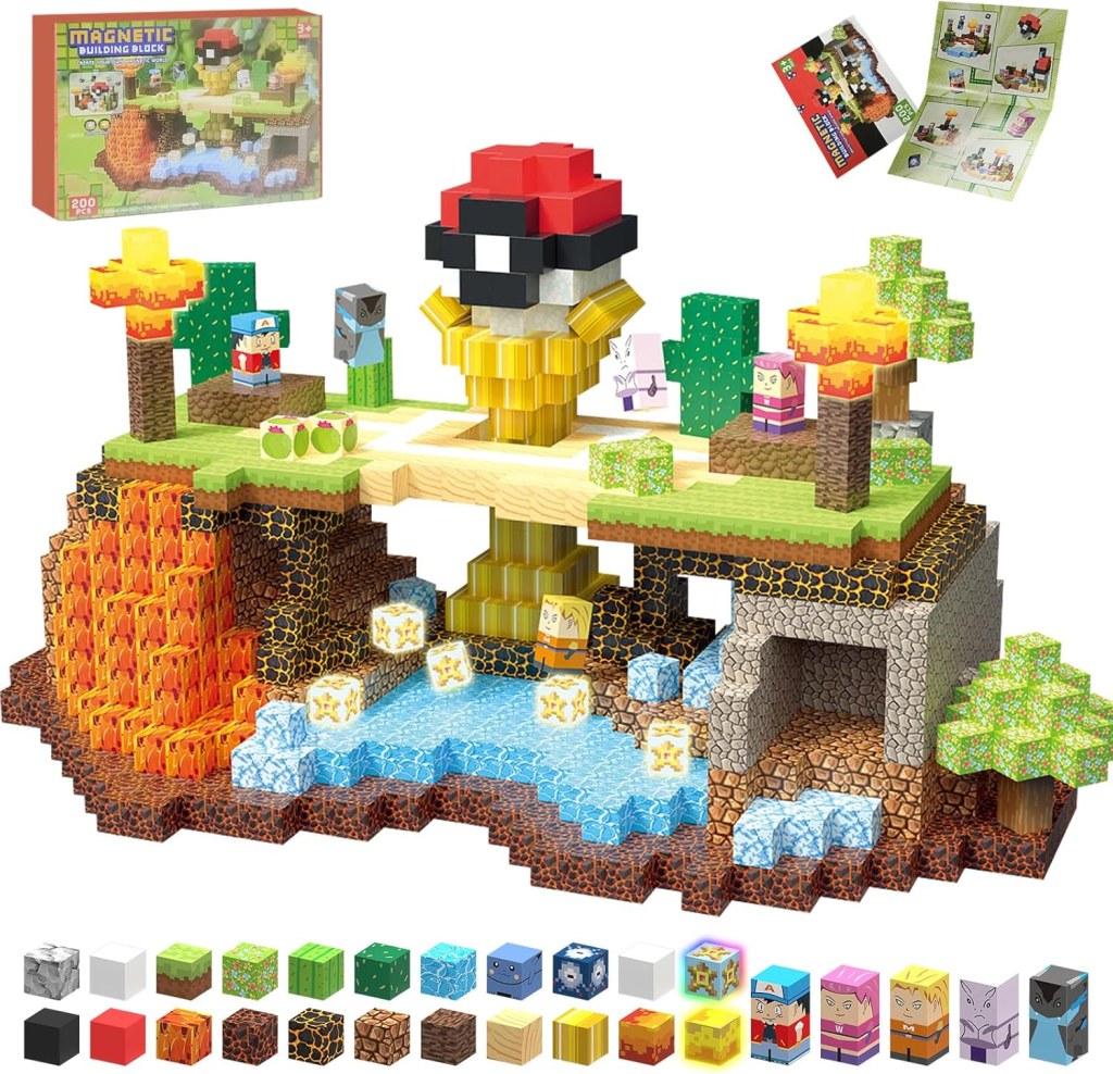 Magnetic Blocks 200pcs Magnetic Building Blocks Light Up Build Toy Kids