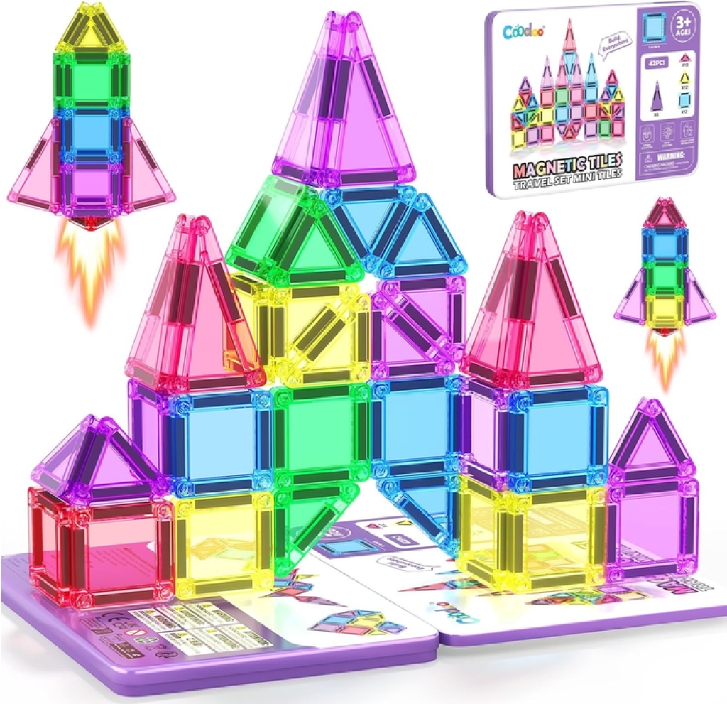 Magnetic Tiles Set Portable Stem Travel Essentials Toy For Toddlers 3