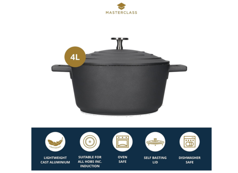 Masterclass Non Stick Cast Aluminium Casserole Dish With Lid