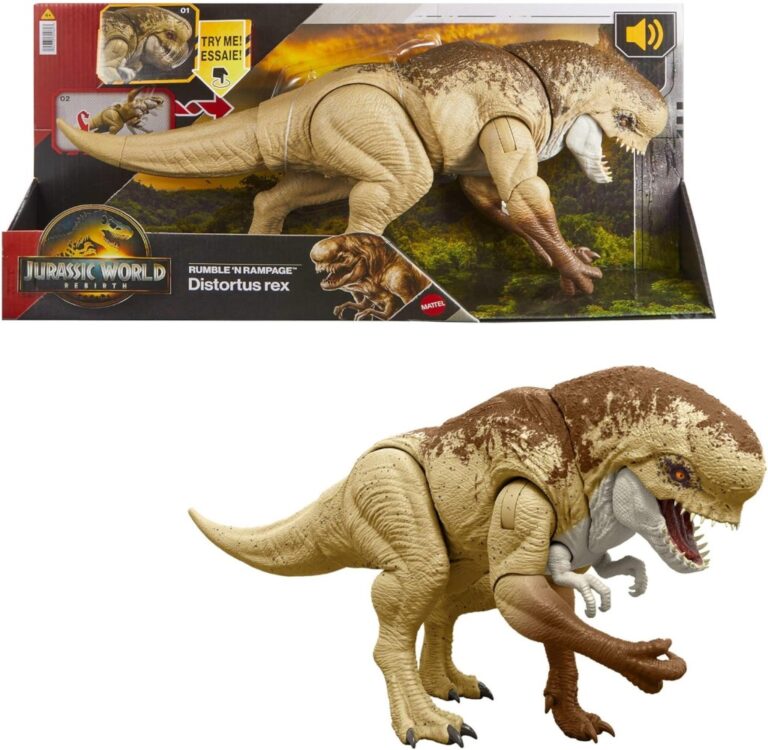 Mattel Jurassic World Rebirth Distortus Rex Rumble N Rampage Dinosaur Action Fig