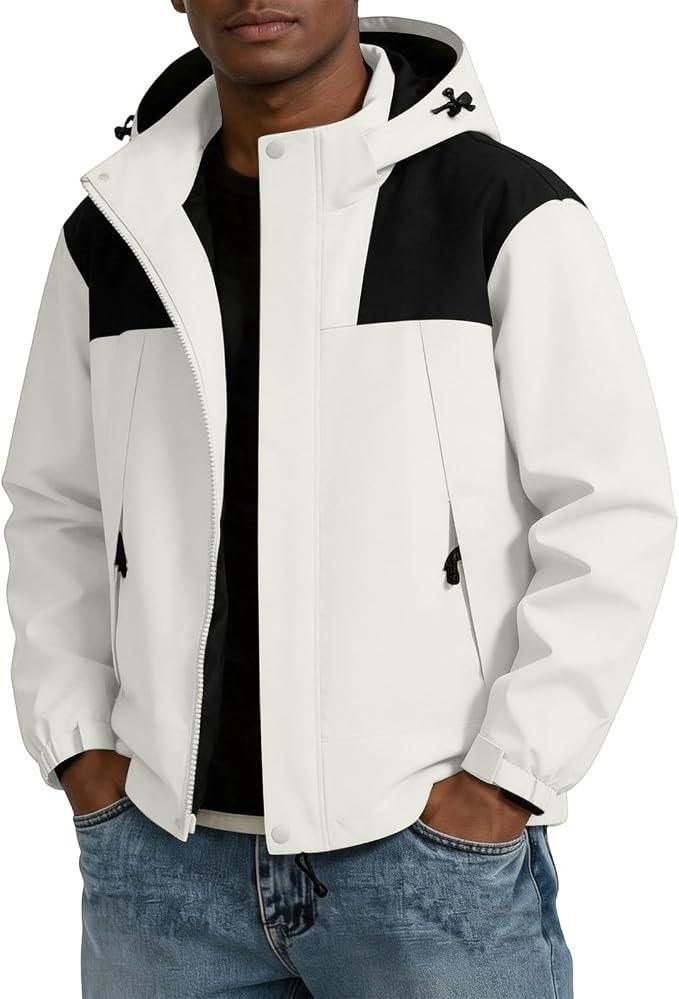 Mens Outdoor Waterproof Jacket With Zipper Pockets