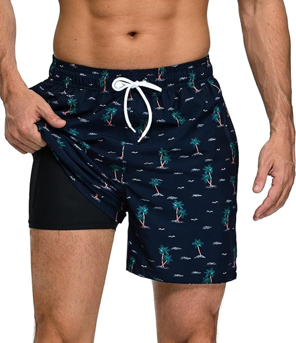 Mens Swimming Shorts With Compression Liner