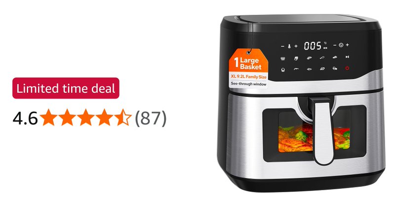 Nyxi 9 2l XXL Air Fryer Family Size With Viewing Window