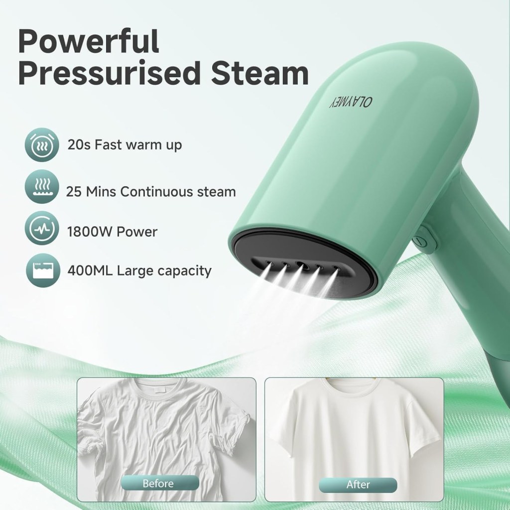 Olaymey Clothes Steamer 1800w Handheld 400ml Tank
