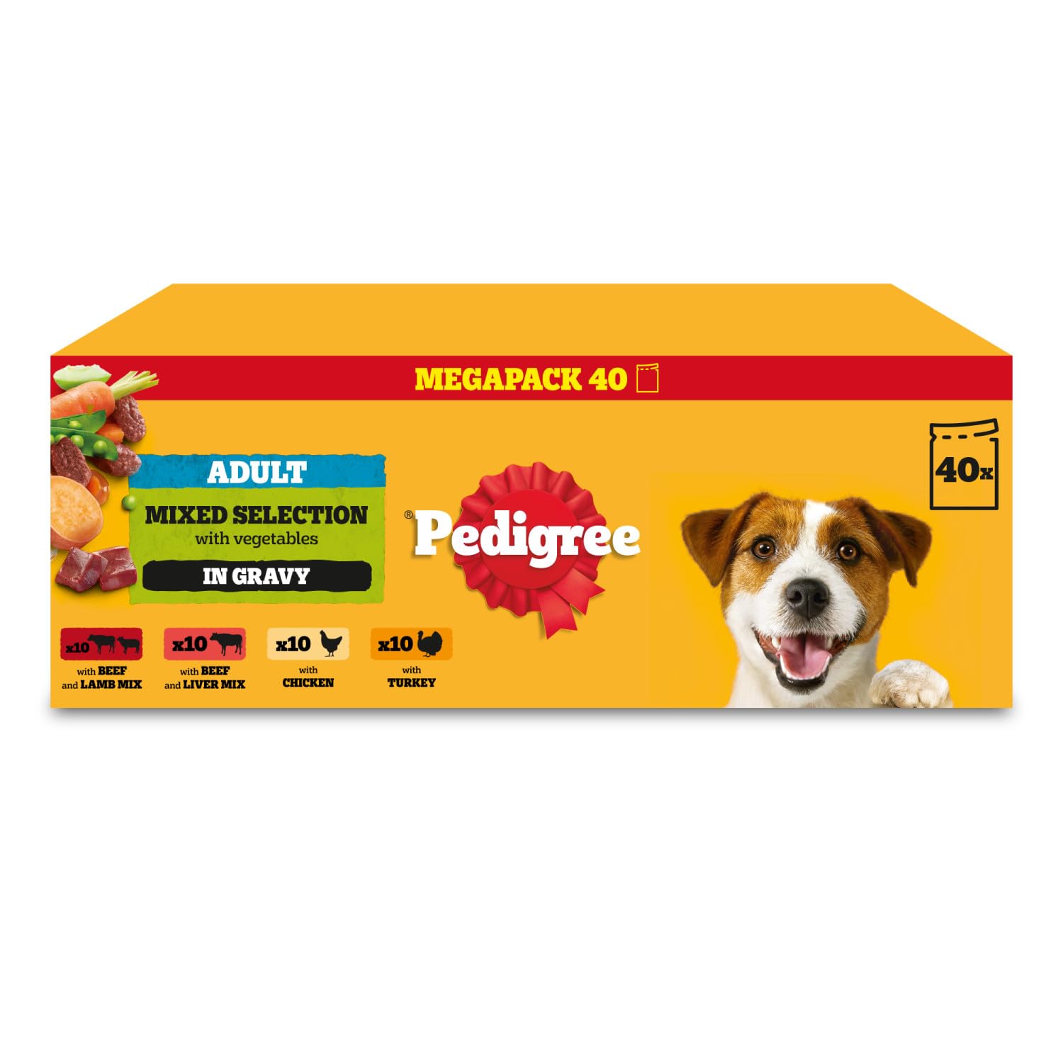 Pedigree Adult Dog Wet Food Pouch Mixed Selection In Gravy 40x100g