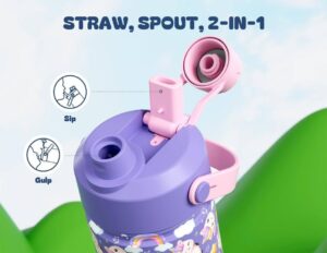 Powcan Insulated Water Bottle With 2 In 1 Straw And Spout Lid 355 Ml