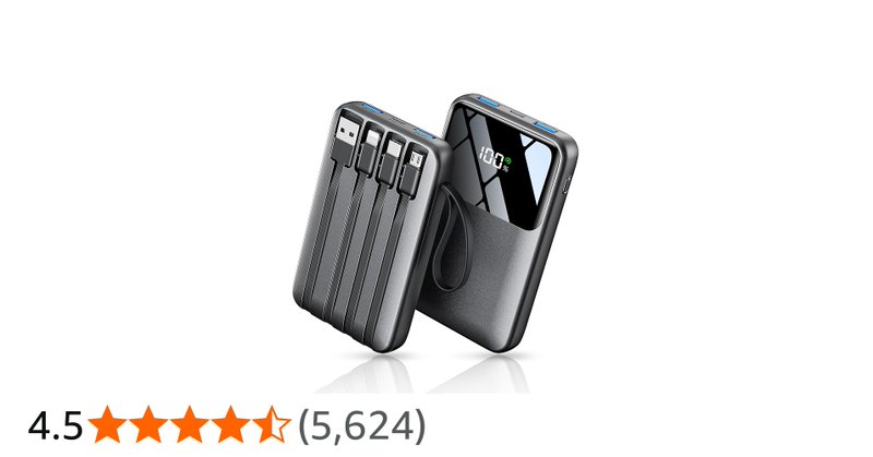 Power Bank Fast Charging 27000mah 22 5w Portable Charger Built In 4 Cables