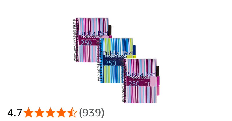 Pukka Pad A5 Striped Project Notebook 3 Pack