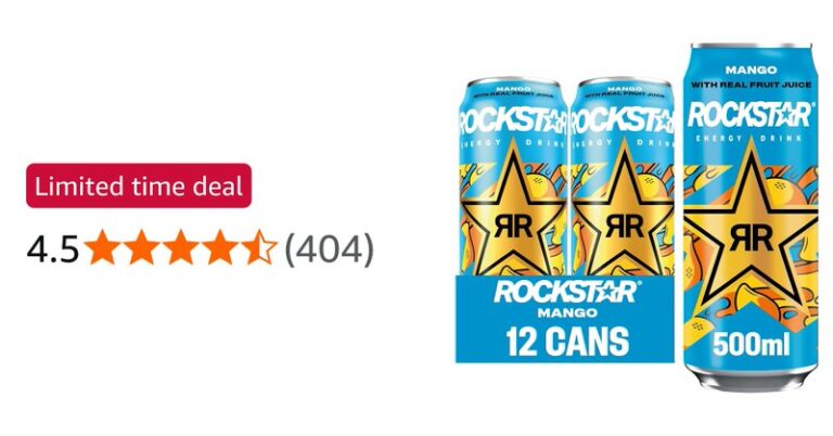 Rockstar Juiced Energy Drink Mango Non Alcoholic 160 Mg Caffeine 12 X 500ml Cans