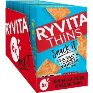 Ryvita Thins Snack It Sea Salt And Cider Vinegar Flavour Pack Of 6 X 125g