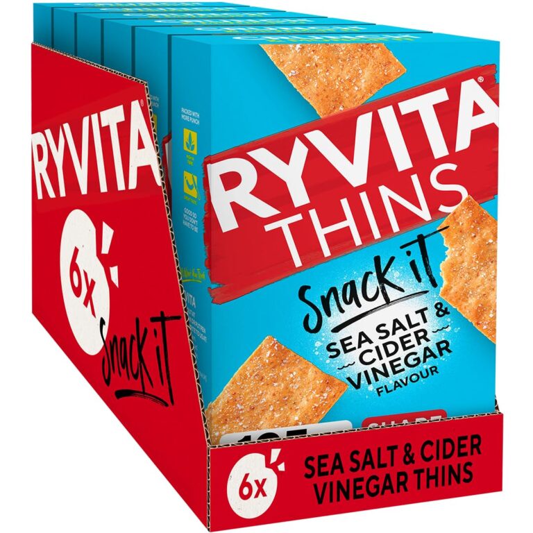 Ryvita Thins Snack It Sea Salt And Cider Vinegar Flavour Pack Of 6 X 125g