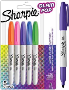 Sharpie Glam Pop Permanent Markers Fine Point For Bold Details Assorted Vibrant