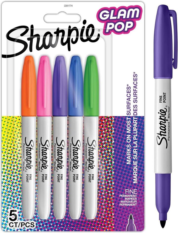 Sharpie Glam Pop Permanent Markers Fine Point For Bold Details Assorted Vibrant