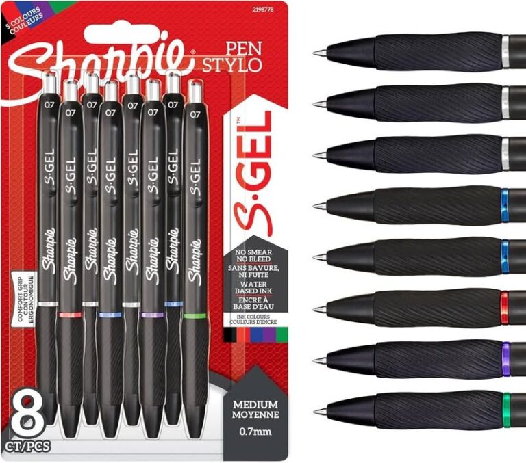 Sharpie S Gel Gel Pens Medium Point 0 7mm Assorted Ink Colours 8 Count