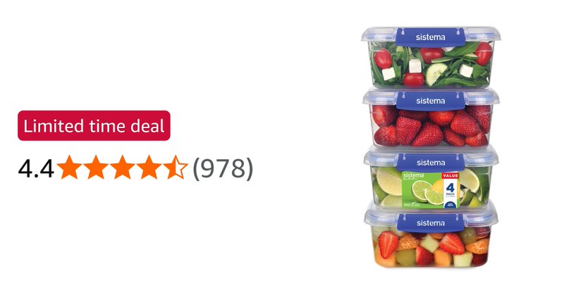 Sistema Klip It Plus Leakproof Food Storage Containers 1 L Airtight And Stackabl