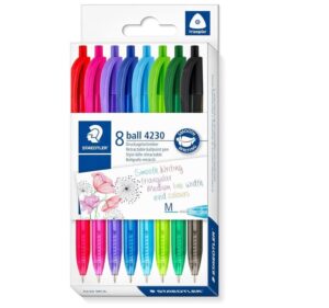 Staedtler 4230 Mc8 Retractable Rainbow Ballpoint Pen Assorted Colours Pack Of 8