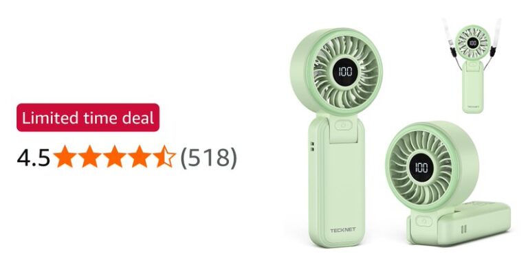 Tecknet Handheld Fan With 5000mah USB Portable Hand Held With Led Display