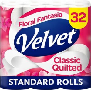 Velvet Classic Quilted Floral Fantasia Toilet Roll 32 Rolls