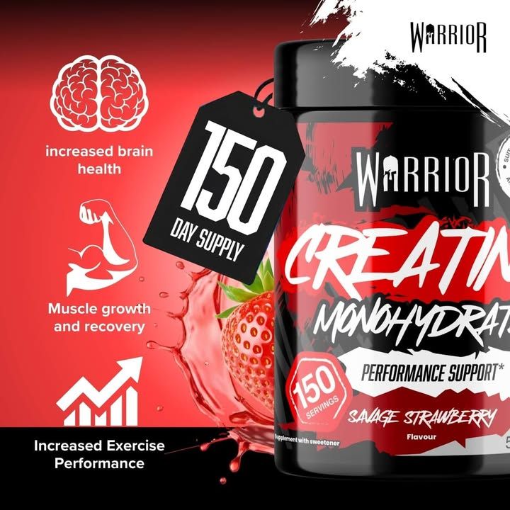 Warrior Creatine Monohydrate Powder 500g Pure Micronised 150 Servings 3g Creatin