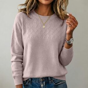Womens Jumpers Elegant Knitted Diamond Pattern Pullover