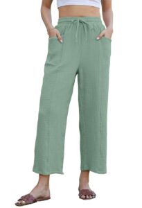 Yutdeng Cropped Trousers For Women Summer Cotton Linen