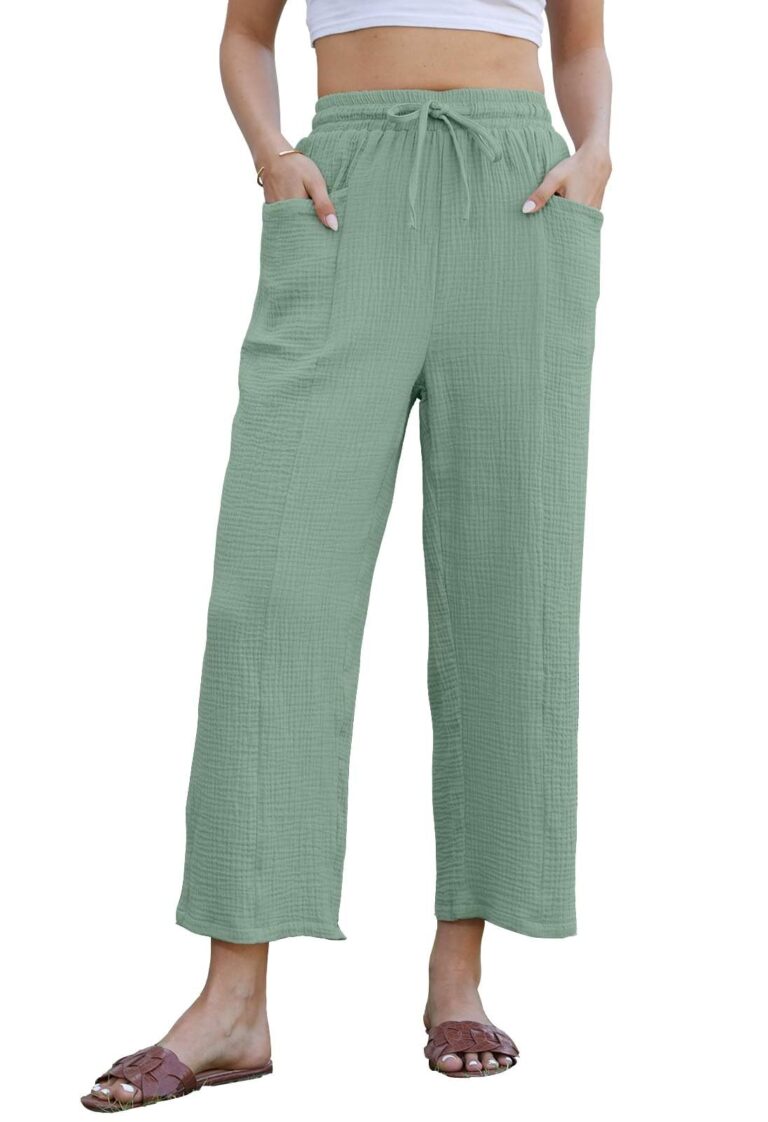 Yutdeng Cropped Trousers For Women Summer Cotton Linen