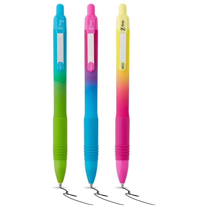 Zebra Pen Z Grip Soft Touch Black Ink Ballpoint Pens 3pk