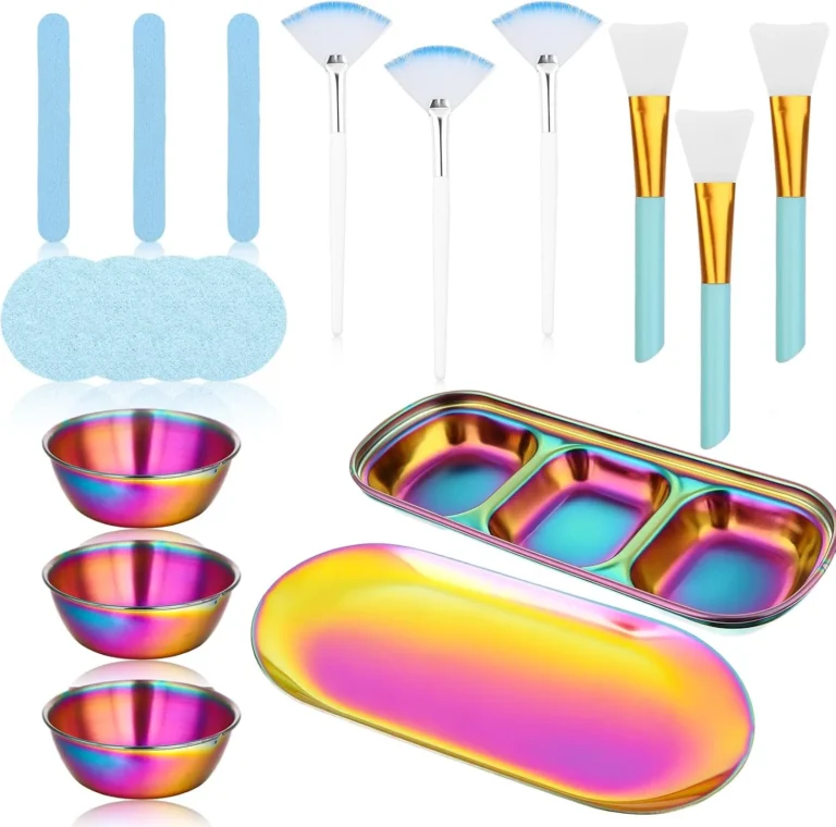 18 PCs Rainbow Facial Mask Mixing Bowls Supplies Set Stainless Steel Face Makeup