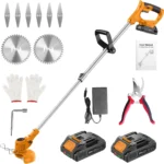 21V Cordless Strimmer, Grass Trimmer with 2 x 2.0Ah Batteries