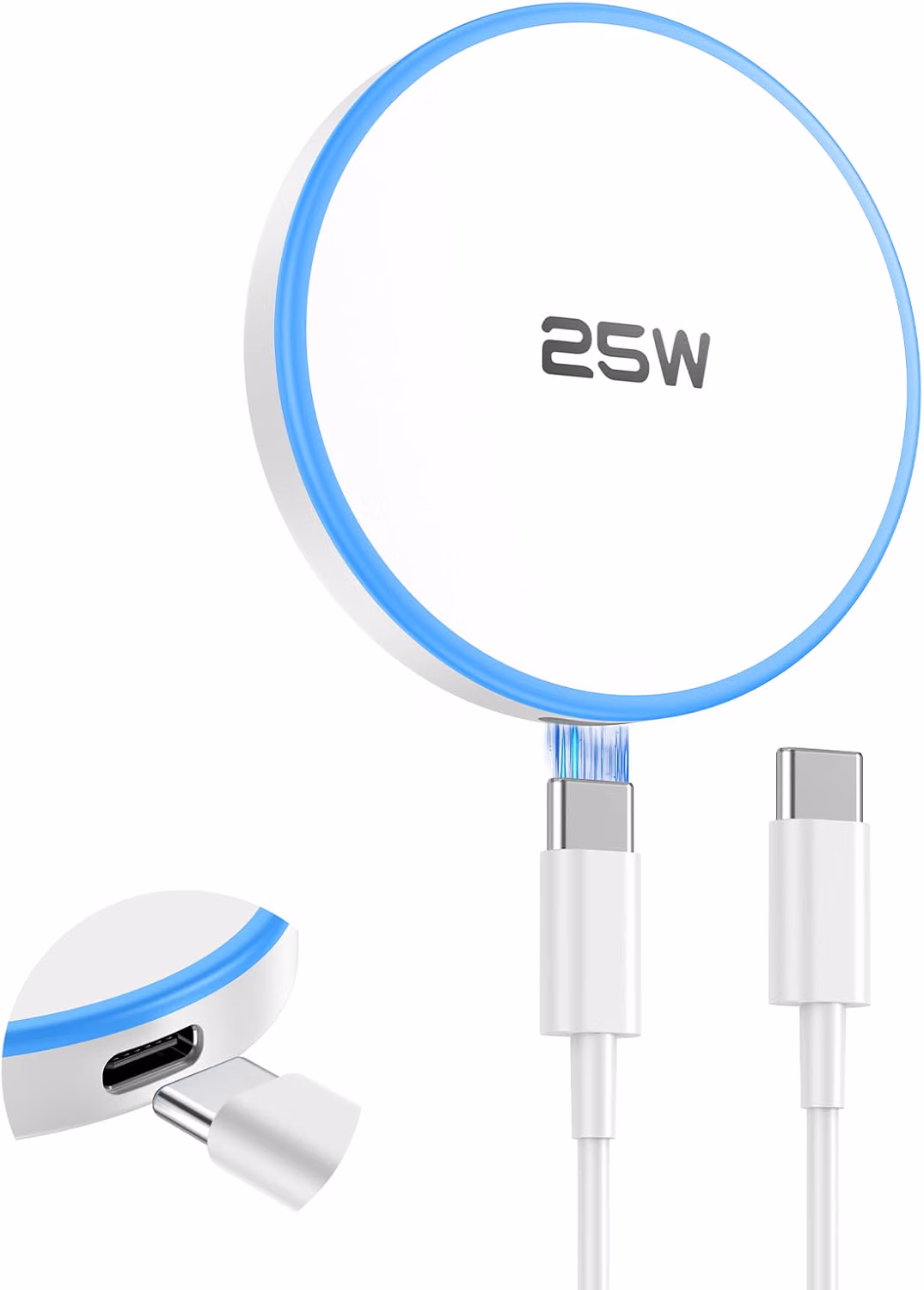 25w Magnetic Wireless Charger For Iphone Mag Safe Charger With 6 6ft Cable